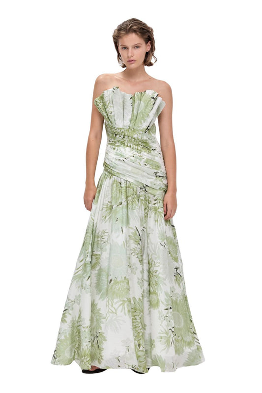 Reflector Gown Olive Native Floral