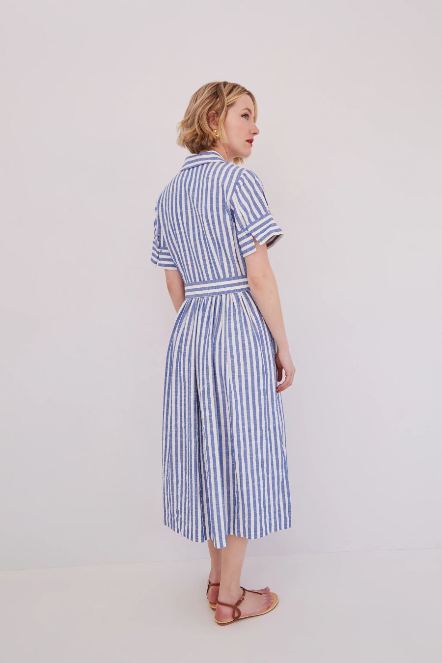 Malena Dress in Seersucker Blue