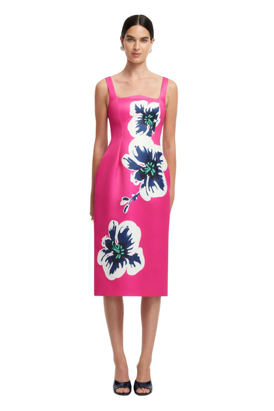 Larissa Midi Dress in Orchid Print