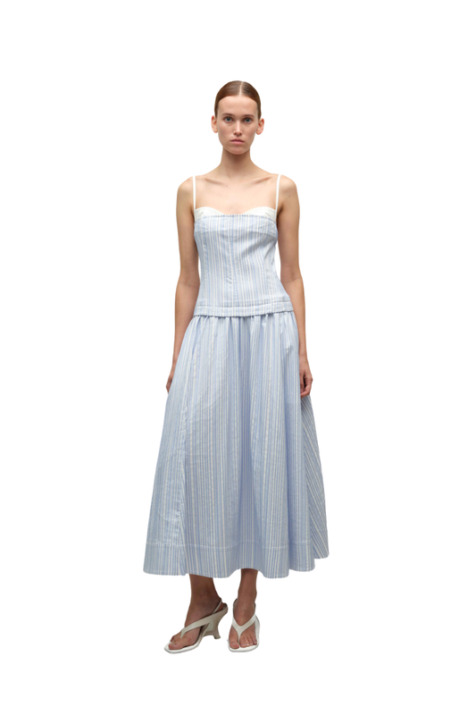 Quinlin Midi Dress in Blue Stripe