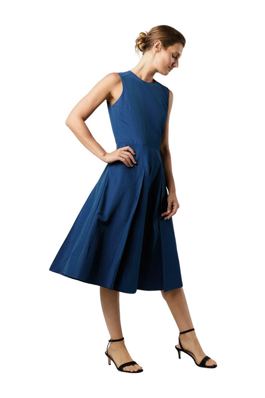 Arielle Dress in Petrol Nylon Faille