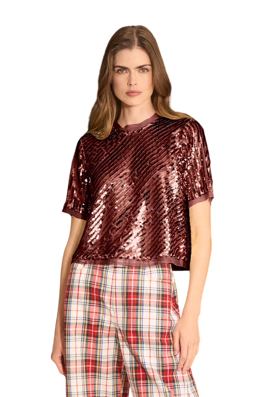 Pixie Top in Mulberry Sequin