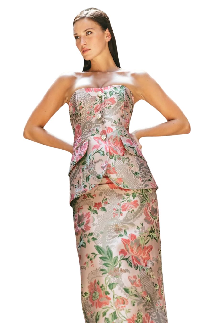 Wes Corset in Jacquard Pink Flower