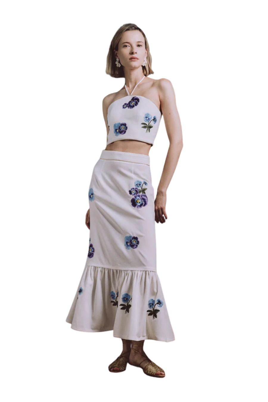 Mitra Skirt in Off White/Navy