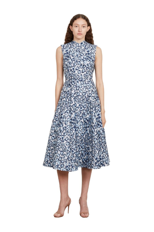 Flora Dress in Porcelain Blues