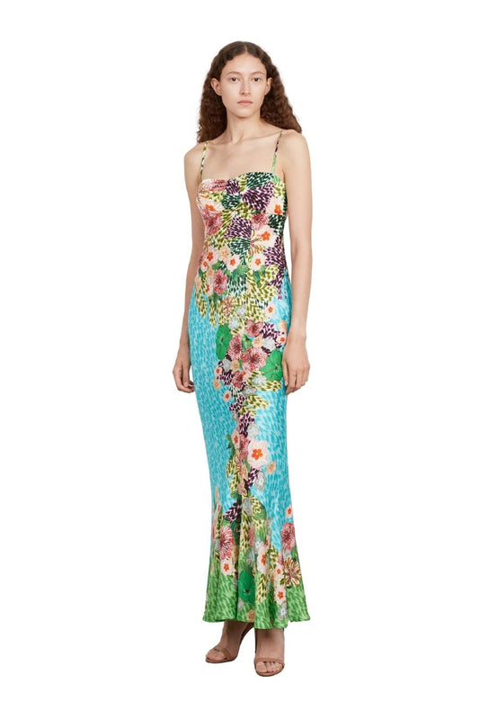 Renee Long Dress in Plumeria Trellace