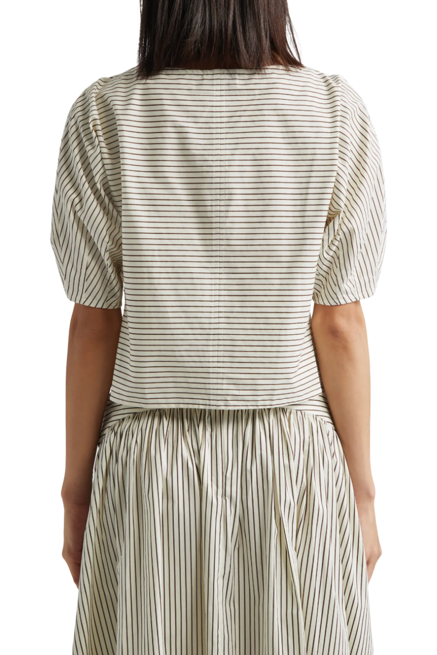 Didi Top in Ivory/Dark Oak Micro Stripe