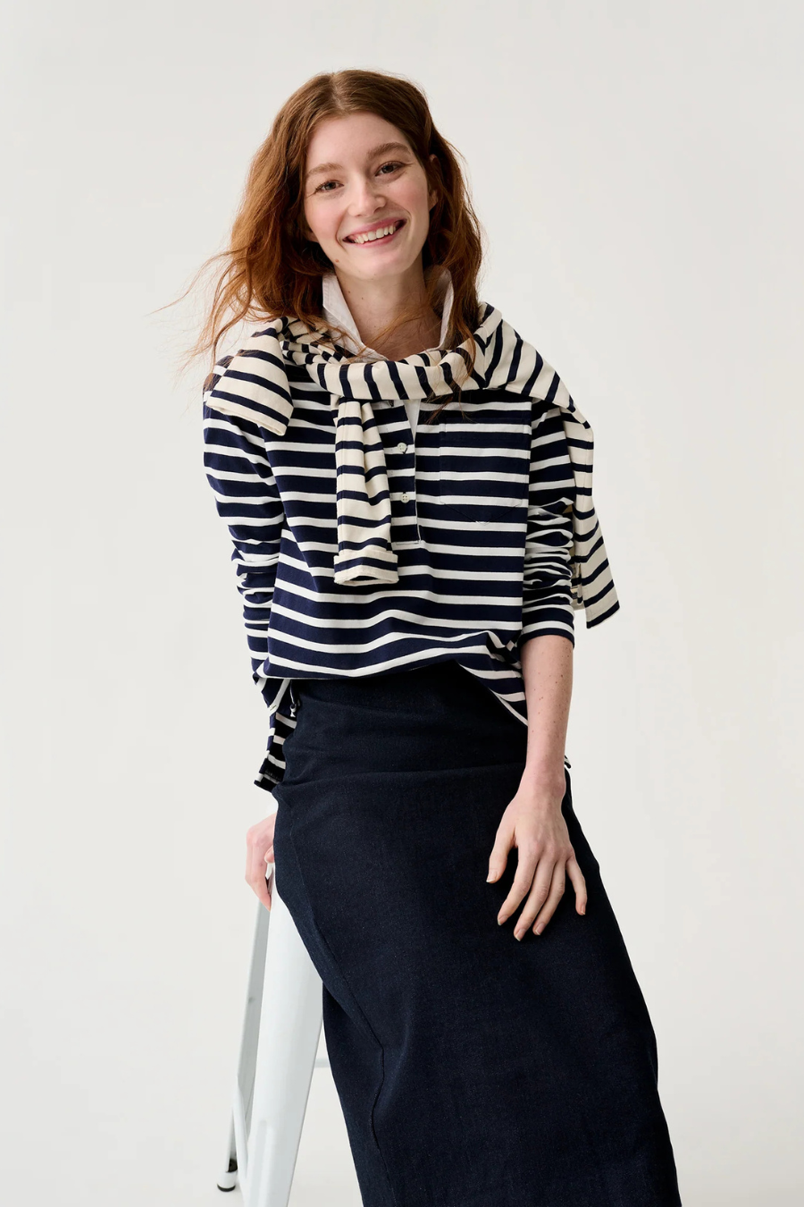 Franny Rugby Polo in Navy/White