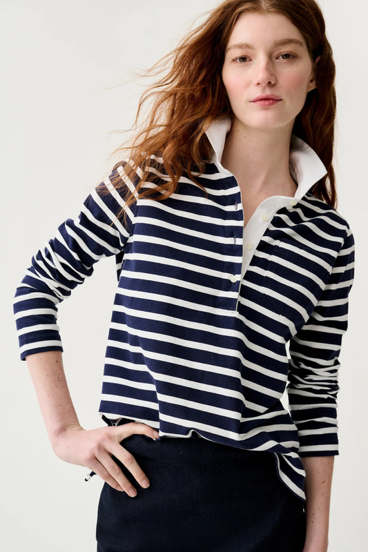 Franny Rugby Polo in Navy/White