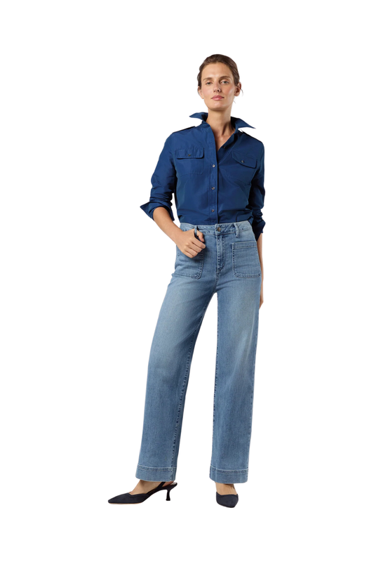 Coco Patch Pocket Jean in 7-Year Indigo Stretch Denim