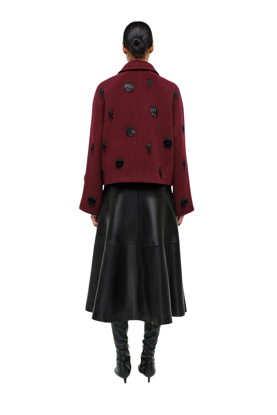 Ryma Leather Midi Skirt in Black