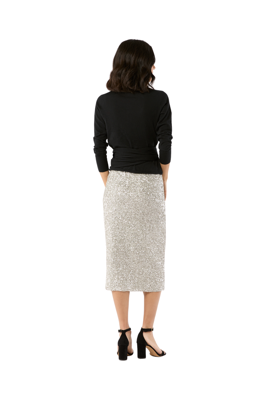 Pull-On Skirt with Silver Sequins