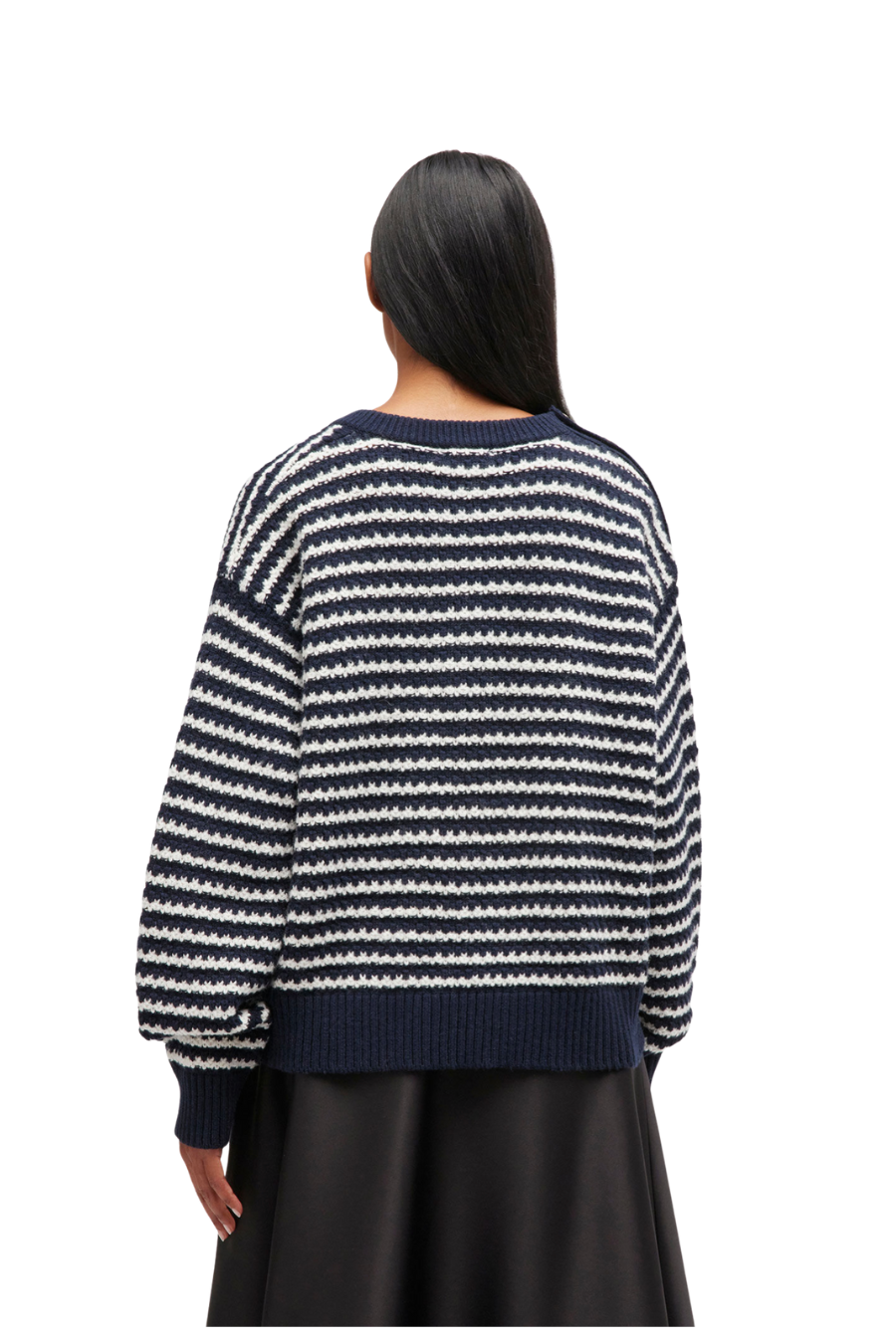 Dark Blue Striped Wool Sweater