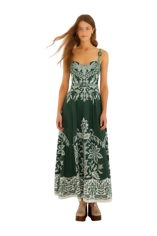 Miranda Buckles Maxi Dress in Dark Green