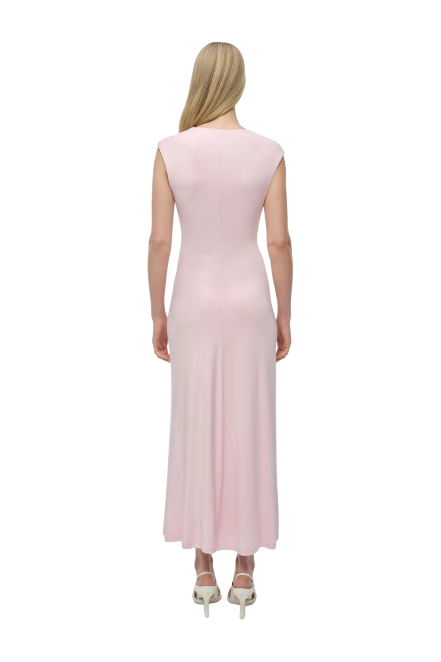 Acacia Draped Jersey Midi Dress in Tulip