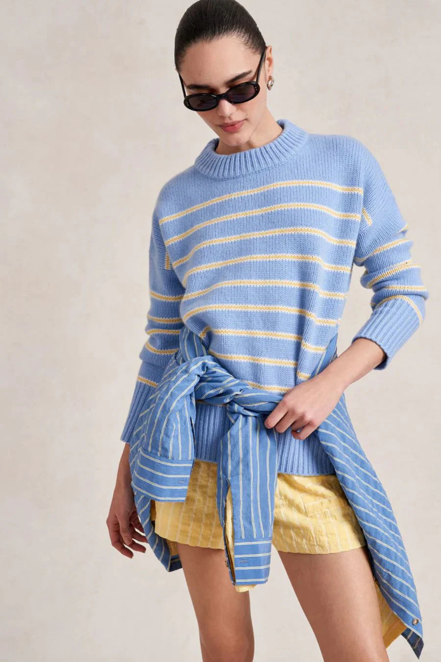 Marin Sweater in Chambray/Butter