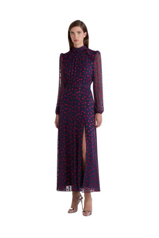 Jacqui B Dress in Navy Bright Rouge