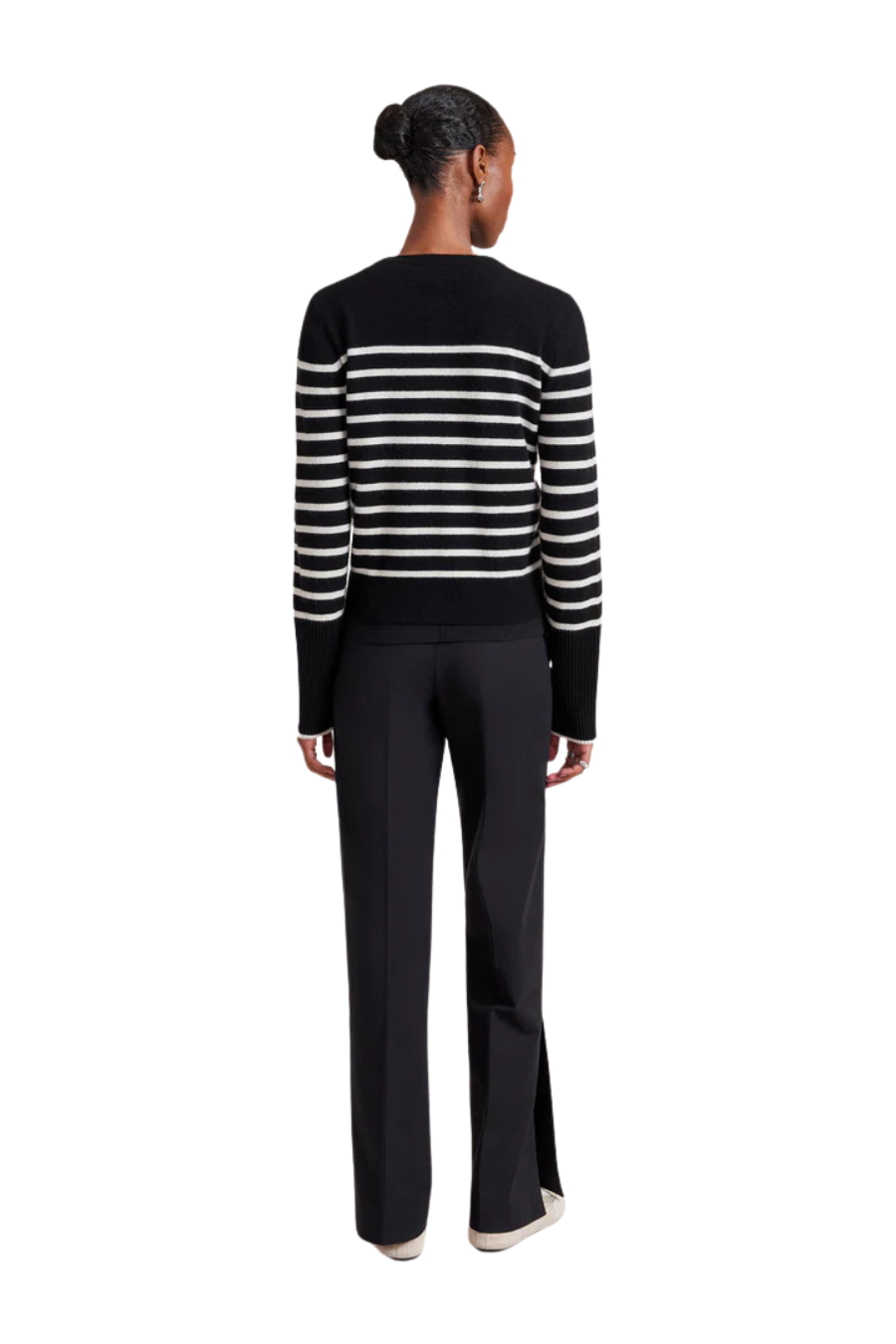 Striped Lean Lines Cardigan in Black/Cream