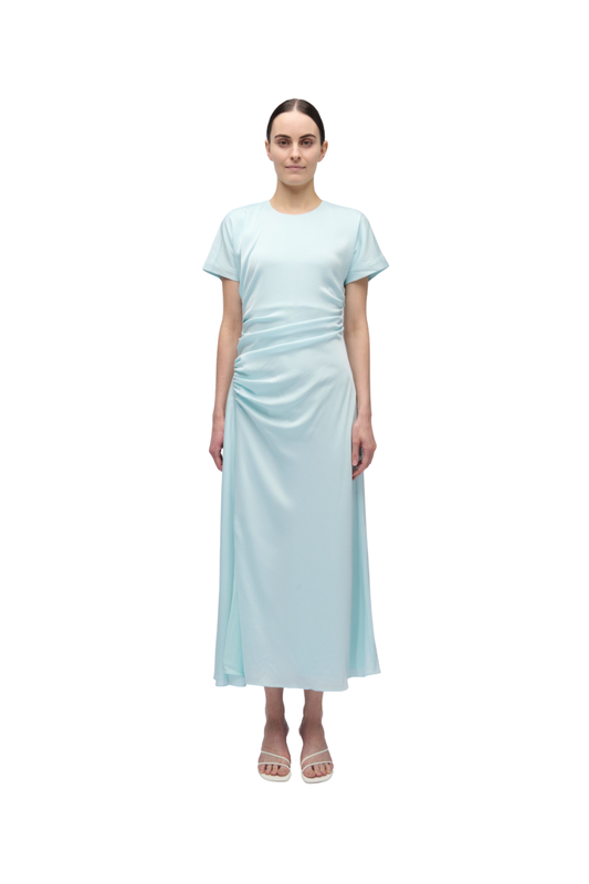 Marabella Satin Midi Dress in Sky Blue