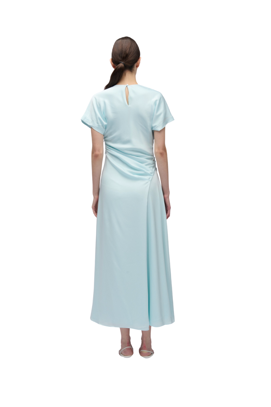 Marabella Satin Midi Dress in Sky Blue