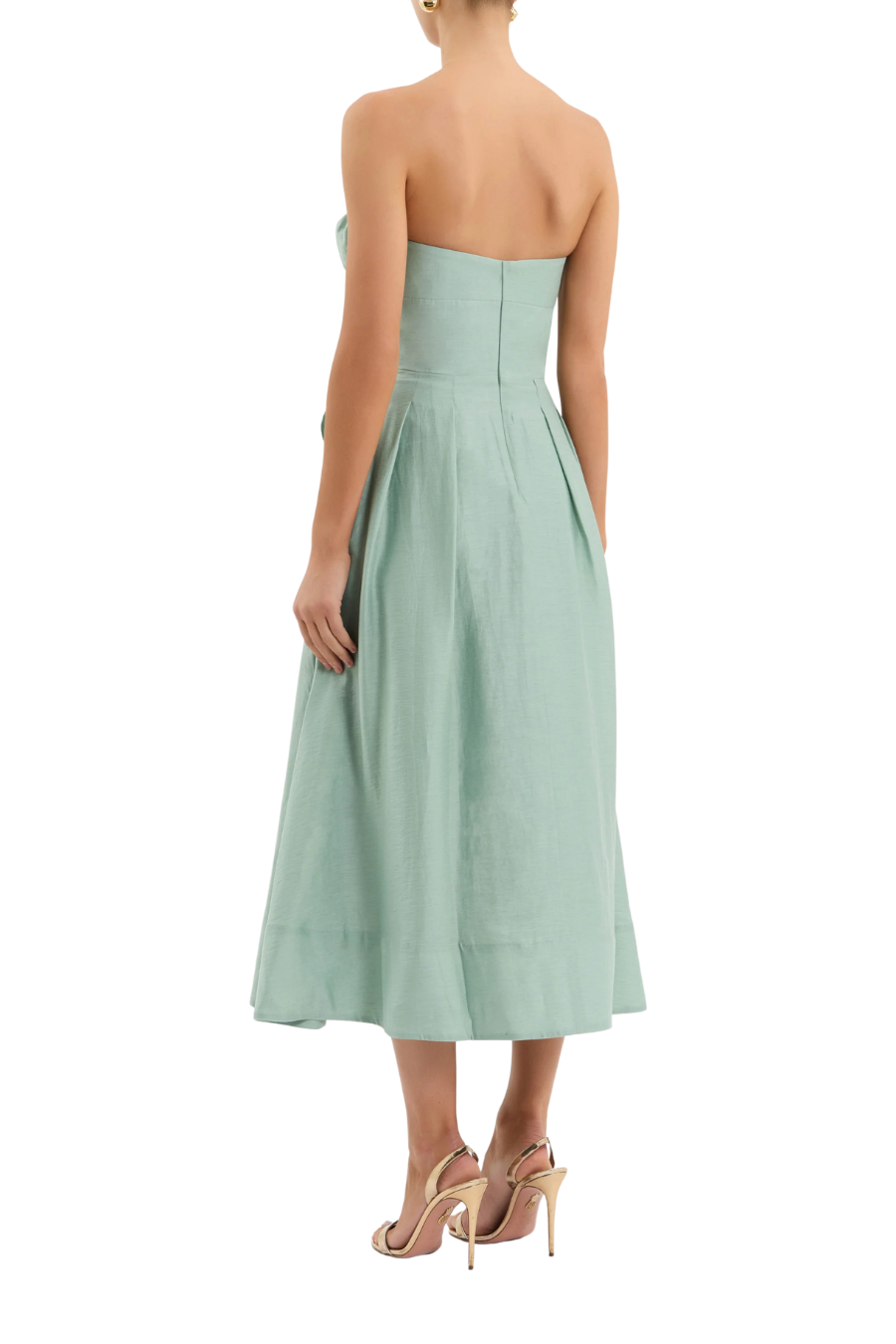 Serenity Strapless Midi Dress in Sage