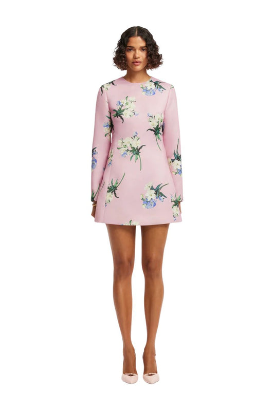 Aliza Mini Dress in Pastel Pink Bouquet Print