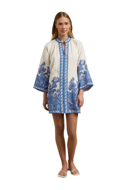 Lumi Dress in Brocade Azul