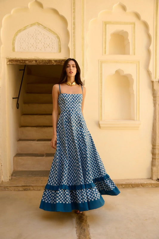 Checkmate Dress in Blue