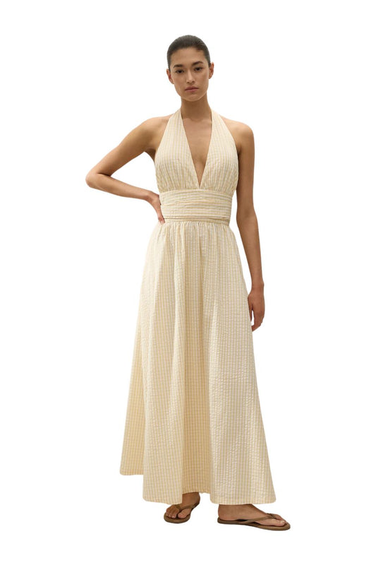 Lido Maxi Dress in Butter Textured Gingham