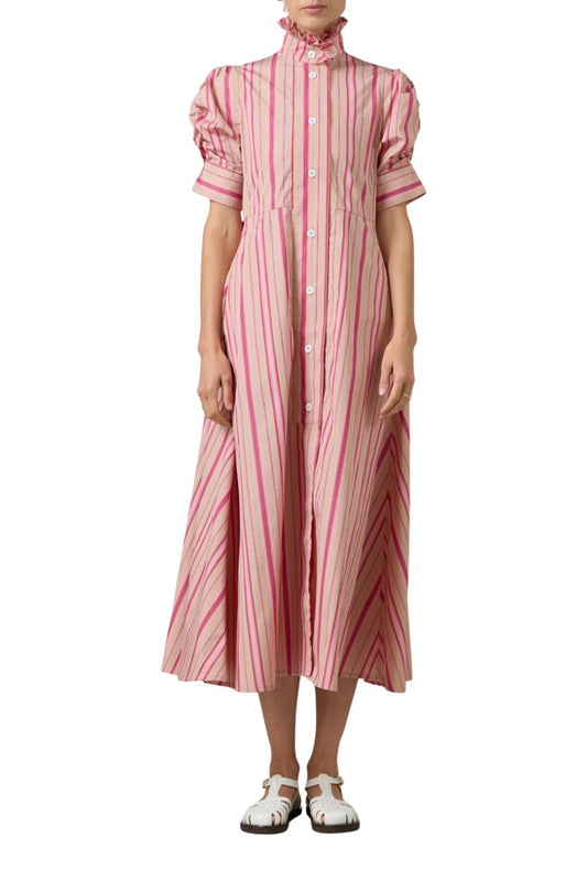 Venetia Dress in Biscuit/Pink