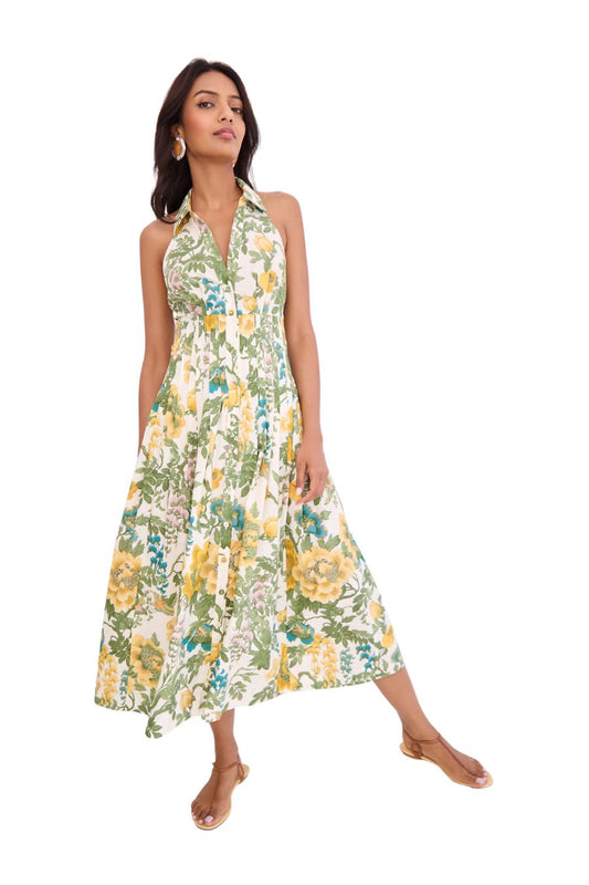Rashida Dress in Flora Meadow Ivory