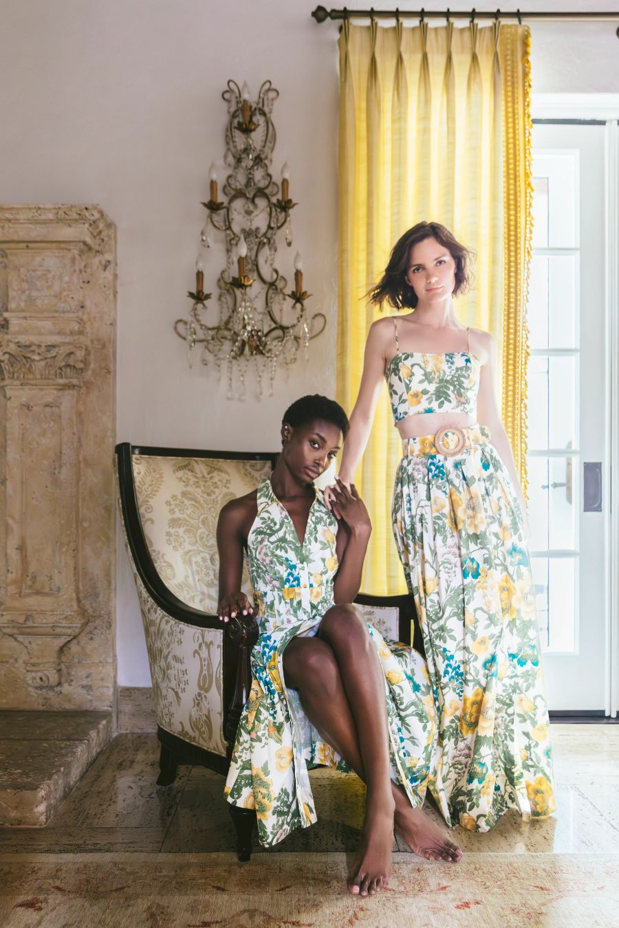 Rashida Dress in Flora Meadow Ivory