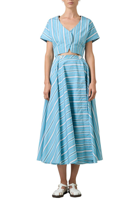 Audrey Skirt in Lagoon/White