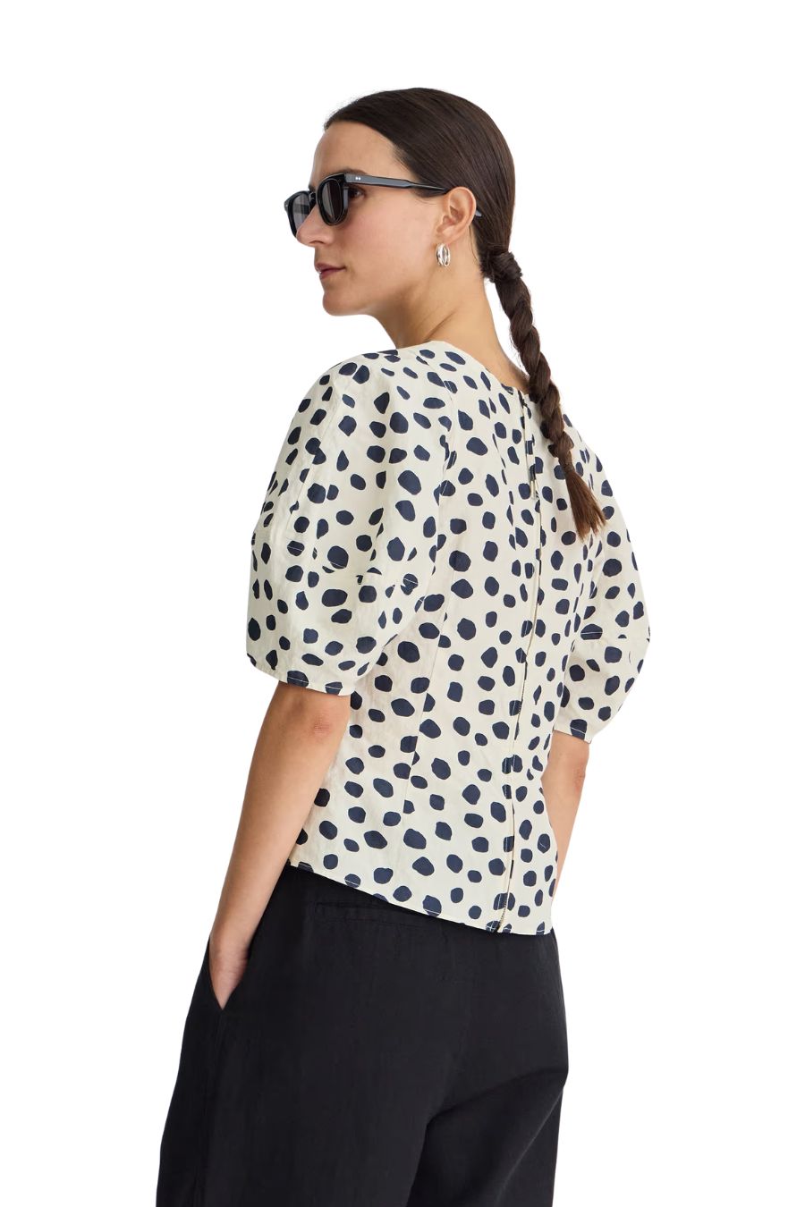 Lino Top in Yayoi Black/White