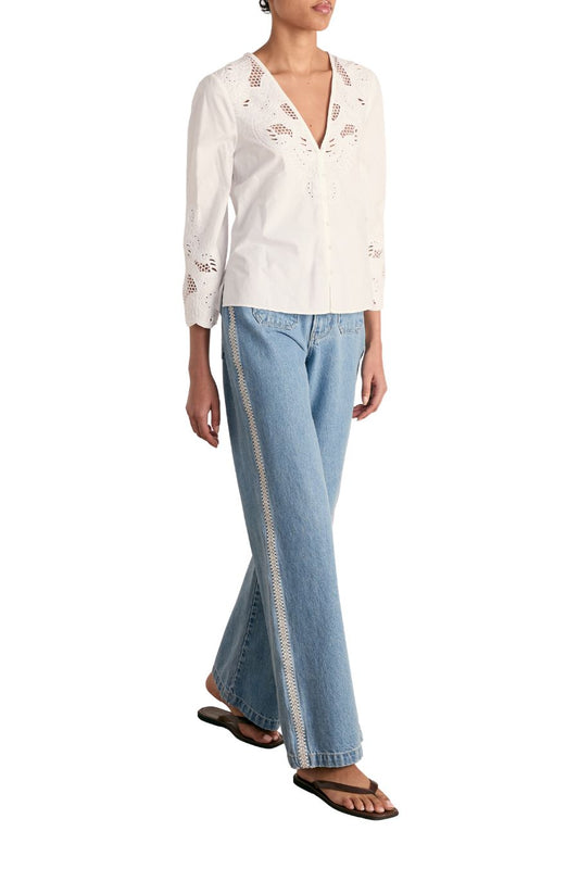 Taylor High Rise Wide Leg in Halo Blue