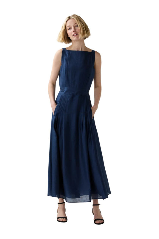 Rose Dress in Marine Featherweight Faille