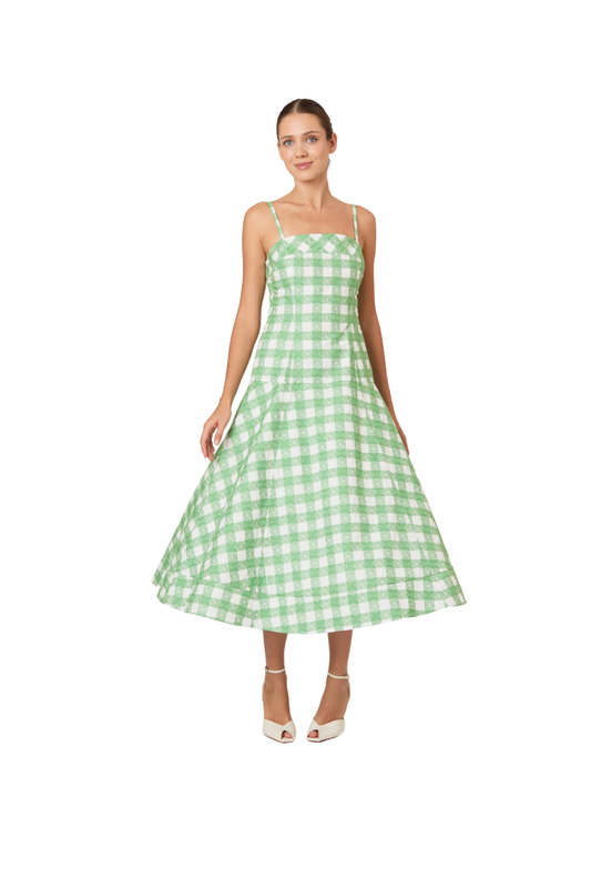 Drop Me a Note Dress in Picnic Embroidered Gingham