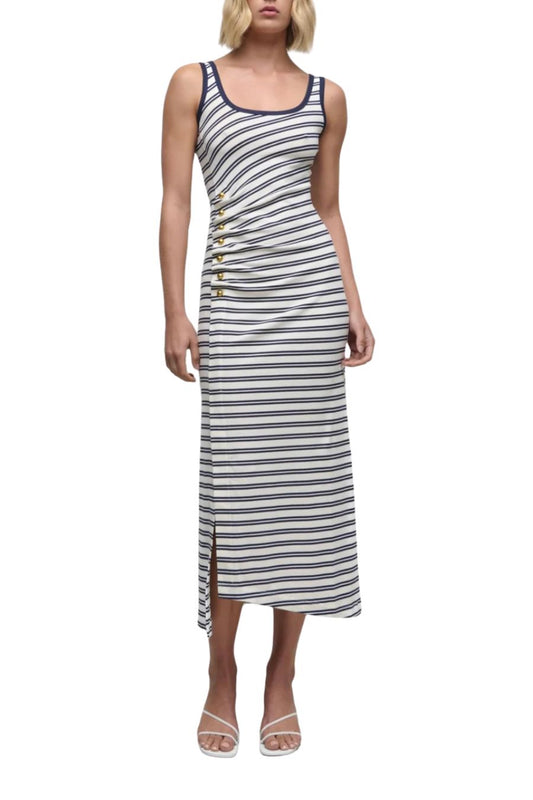 Becker Jersey Midi Dress in Midnight Stripe