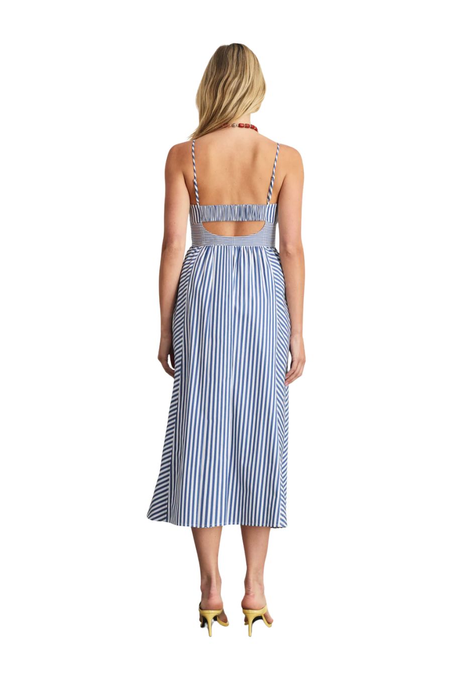 Vivien Dress in Optic White/French Blue