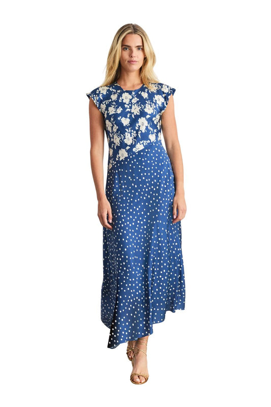 Violeta Dress in French Blue/Cream