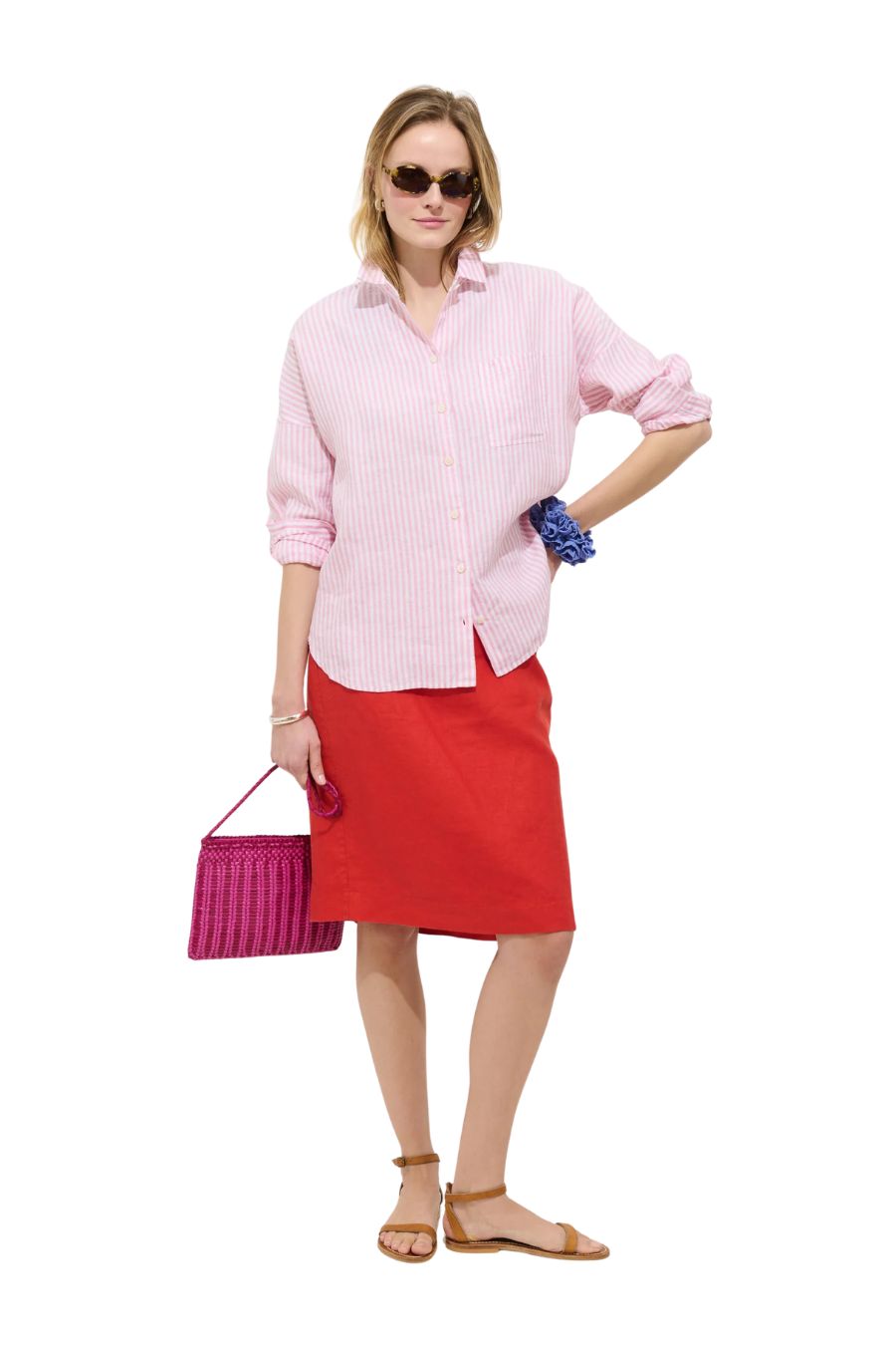 Jo Shirt Havana Stripe in Pink/Ivory