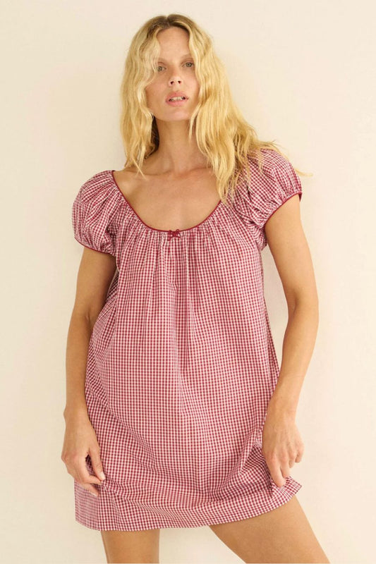 Julia Dress in Mulberry La Maddalena Gingham