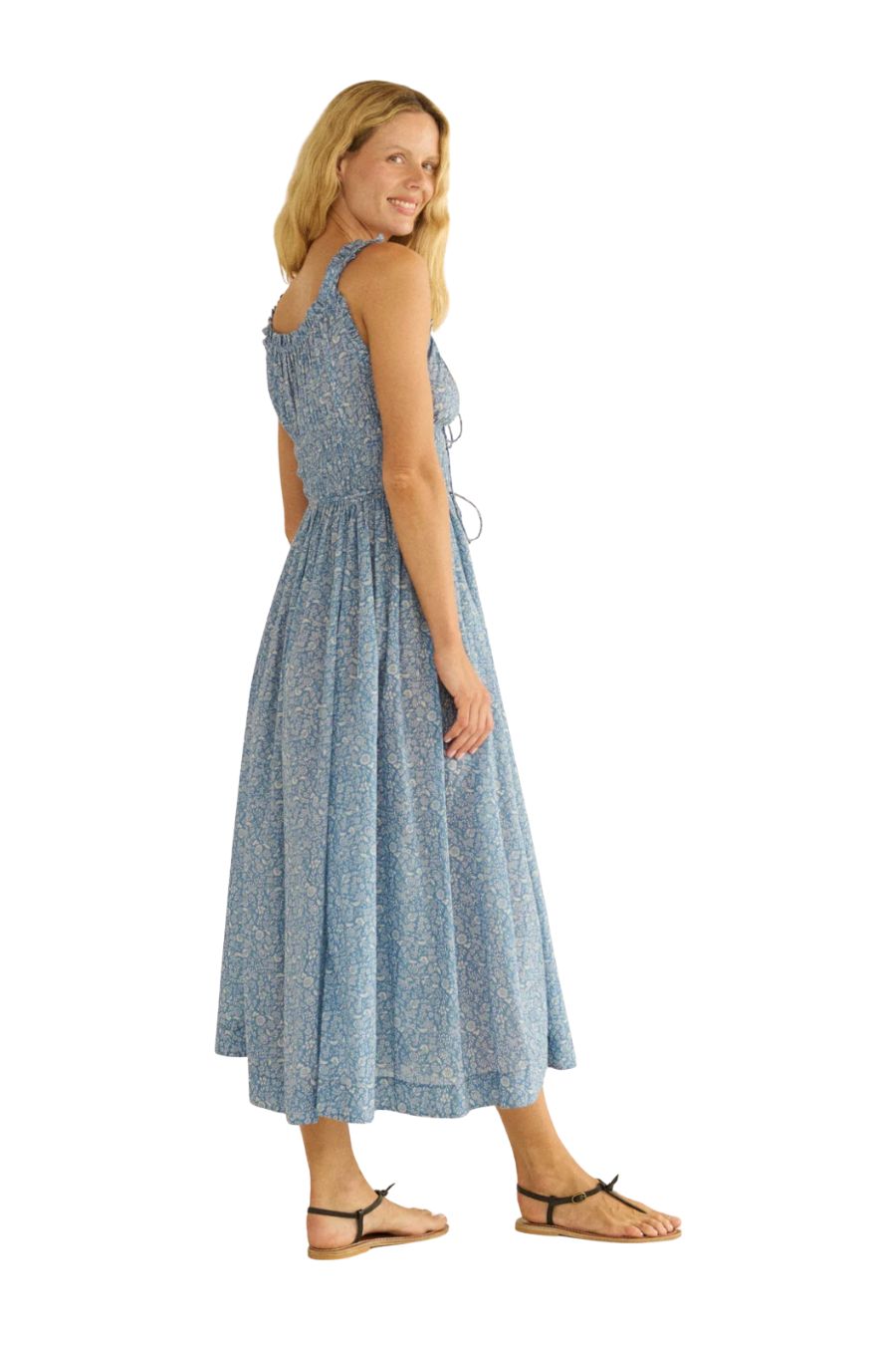 Emmaretta Dress in Blue Garden Bloom