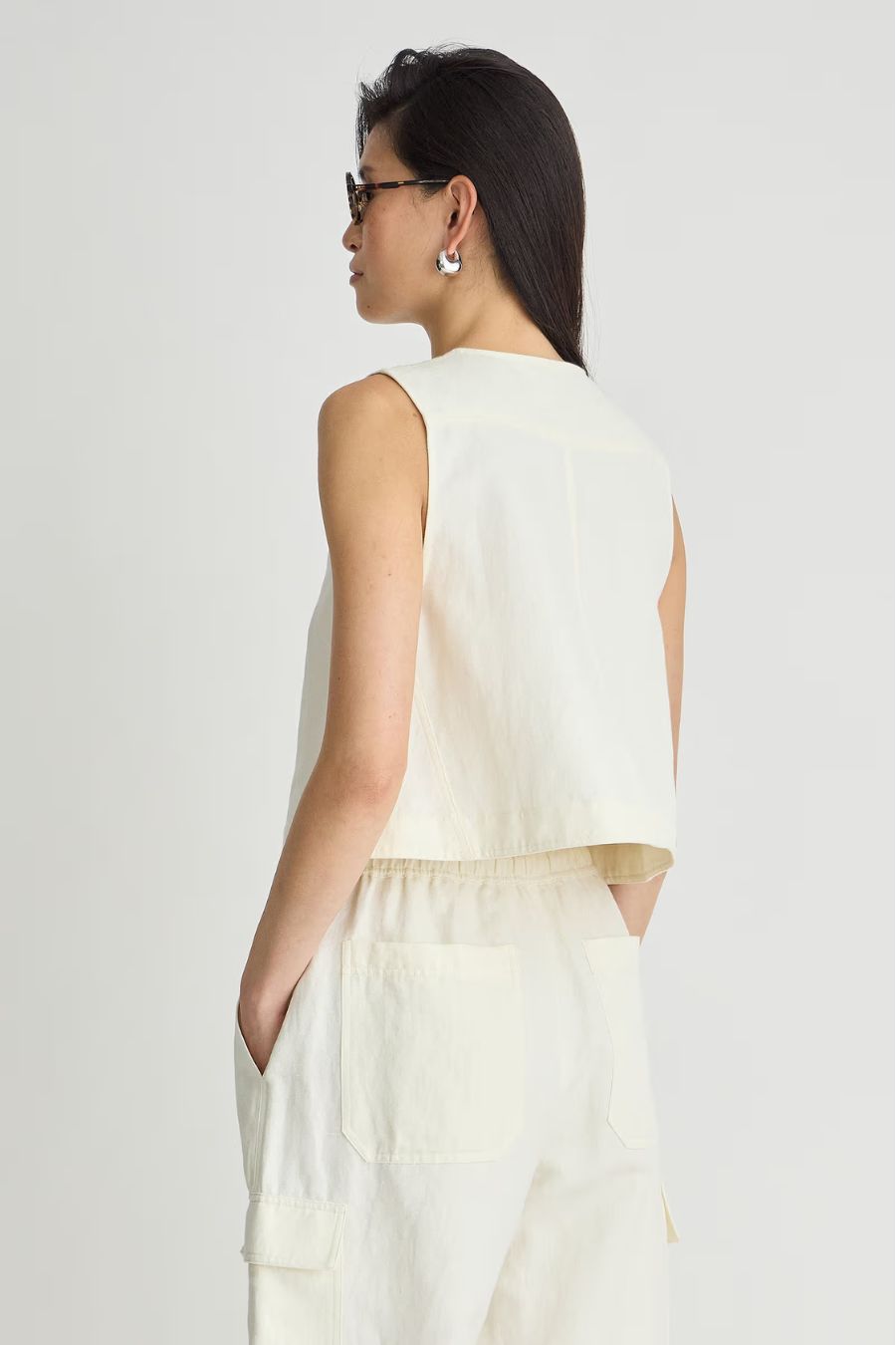 Godet Tank in Cream