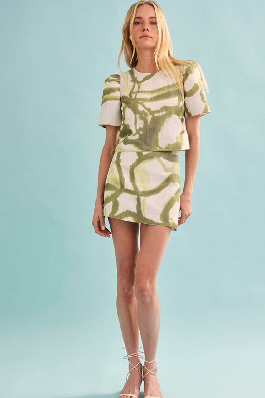 Britt Mini Skirt in Seabreeze Ikat Green