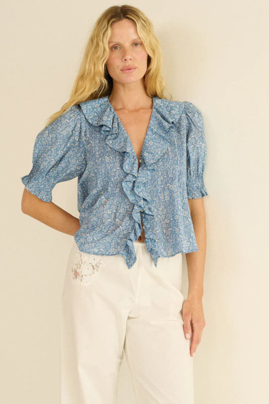 Henri Top in Blue Garden Bloom