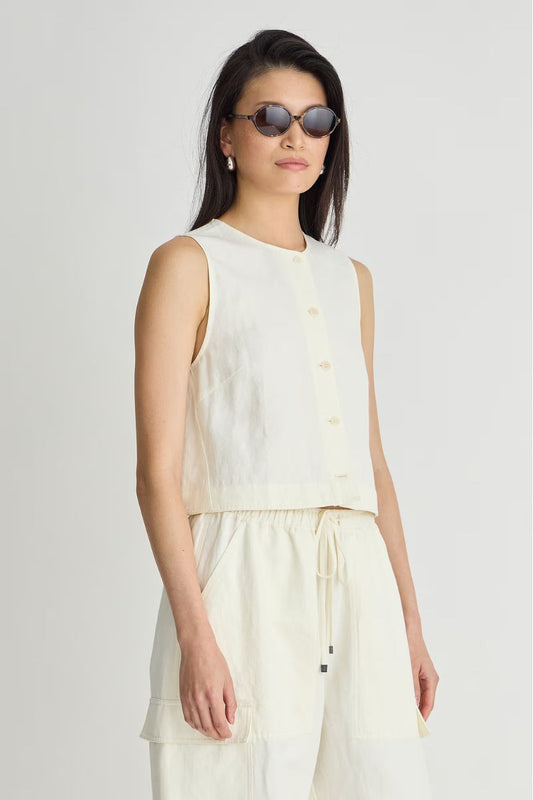 Godet Tank in Cream