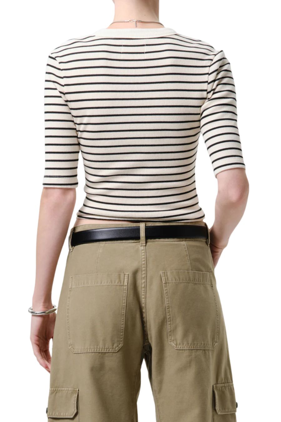 Nali Short Sleeve Henley in Quartz Stripe