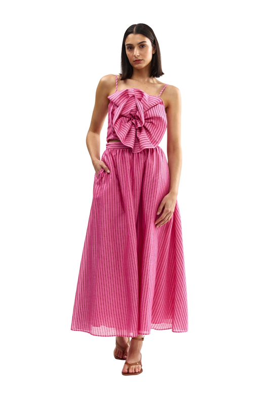 Calla Top Poppy Bark Stripe