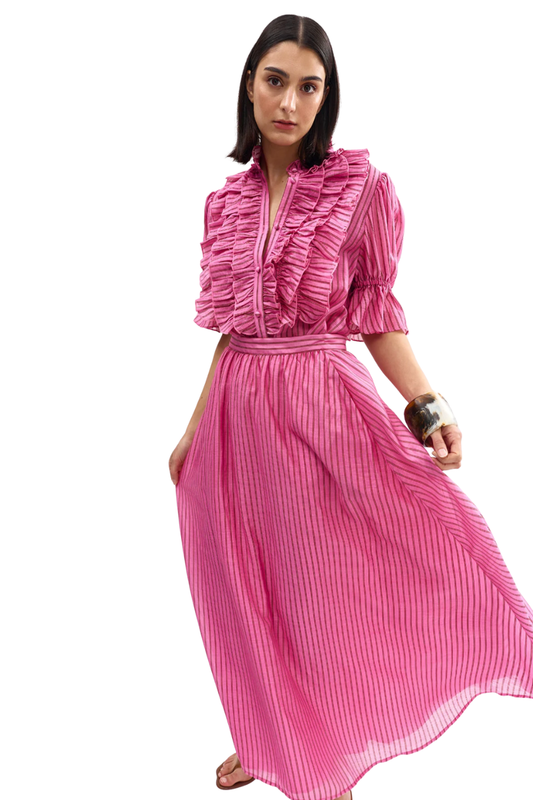 Calla Skirt in Poppy Bark Stripe